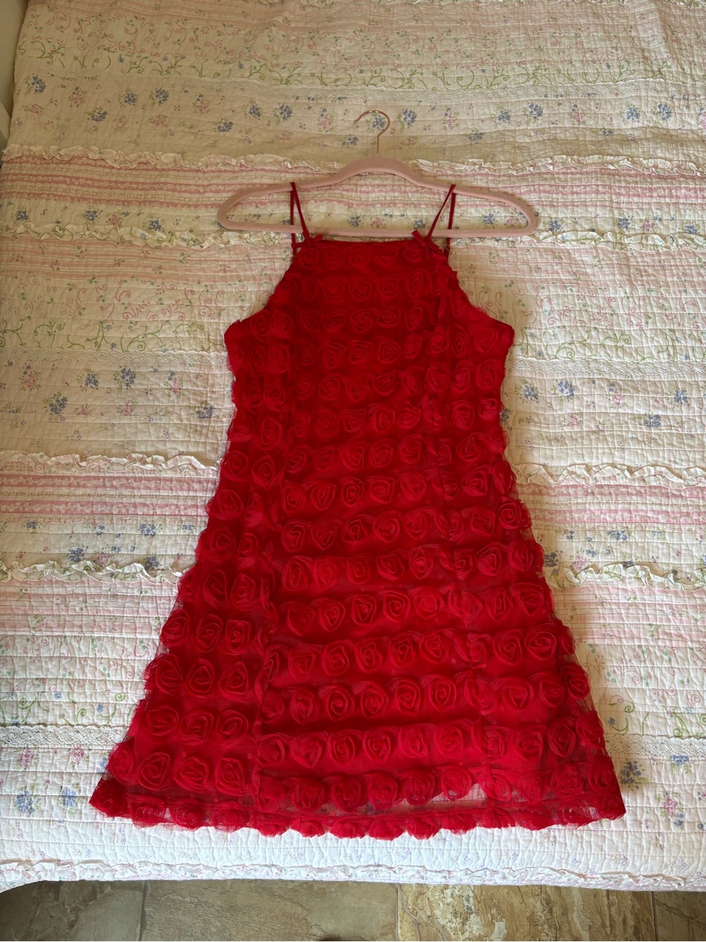 Francesca's Collections Red Rosette Spaghetti-Strap Girls' Dress